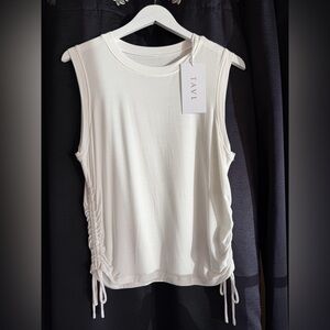 TAVL Women's Cream Sleeveless Muscle Tee